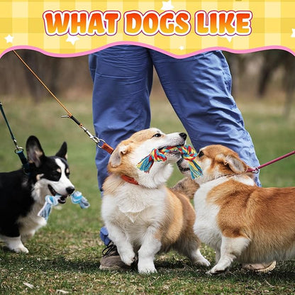 100 Pcs Knot Rope Dog Toys Multi Color Puppy Chew Toy Cotton Puppy Dental Teething Toys 2 Knot Dog Tug for Small and Medium Dogs Aggressive Chewers Supplies