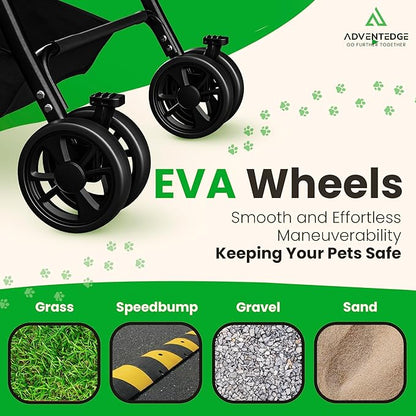 Pet Stroller 3 in 1 Foldable Dog Stroller, Cat Strollers, Foldable pet Strollers & Cat Carrier, Pet Carrier, Lightweight with Cup Holder, Waterproof & Breathable Mesh Canopy