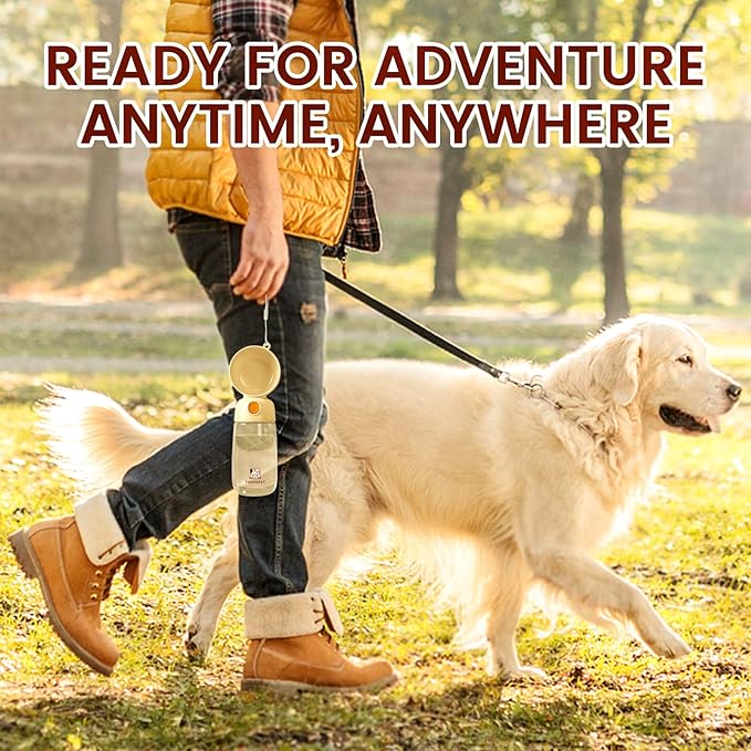 Portable Dog Water Bottle, Large-Capacity Travel Water Dispenser for Cats and Small Dogs - Yellow