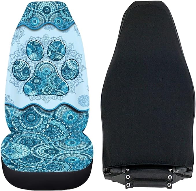 Dreaweet Boho Car Seat Covers Front Seats Dog Paw Car Accessories for Women 2 Piece Washable Front Seat Cover Universal Fit Most Vehicle SUV Sedan Trucks,Blue