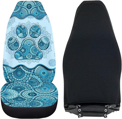 Dreaweet Boho Car Seat Covers Front Seats Dog Paw Car Accessories for Women 2 Piece Washable Front Seat Cover Universal Fit Most Vehicle SUV Sedan Trucks,Blue