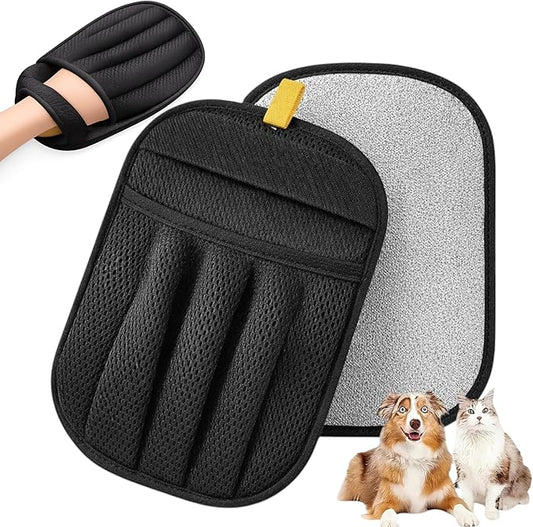 Purrmitive Upgraded Pet Hair Removal Gloves for Cats & Dogs, Five-Finger Electrostatic Reusable Magic Brush for Effortless Pet Hair Remover Tool on Carpet, Clothing, Laundry, Couch, Car Seat (Black)