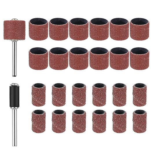 26 Pack Pet Nail Grinder Replacement Kit Sanding Drum Set with Grit Sanding Bands Dog Nail Smoother Dog Claw Care Pet Claw Grooming Supplies, 2 Sizes 1/2 Inch 120 Grit /0.31 inches 80 Grit