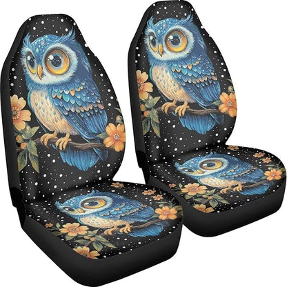 Car Seat Covers for Women Men, Owl Floral Print Car Seat Protector Car Accessories Front Seat Covers Set of 2 Auto Interior Decor for Most Cars,Sedan,Truck Van