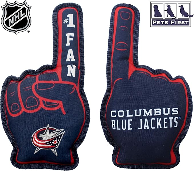Pets First NHL Columbus Blue Jackets #1 Fan Toy for Dogs & Cats. Best Tough PET Toy with Inner Squeaker. Number One Premium Dog Toy for Strongest Chewers & Sports Fans, One Size
