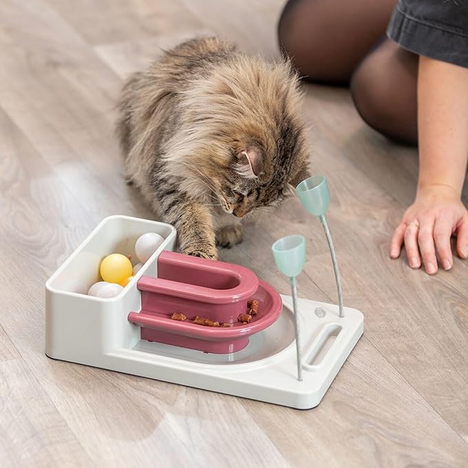 TRIXIE Cat Activity Fantasy Board Strategy Game – 4-Module Puzzle Toy for Mental Stimulation – Interactive Cat Toy for Indoor Cats – Berry/Gray, 8.25 x 13.25 x 4 in