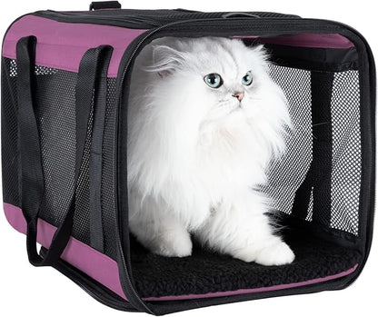 petisfam Soft Pet Carrier for Large and Medium Cats, 2 Kitties, Small Dogs. Easy to Get Cat in, Great for Cats that Don't Like Carriers (Viva Magenta)
