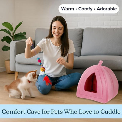 PETMAKER Indoor Cat House with Removable Foam Cushion for Cats, Kittens, Small Dogs & Small Pets, Plush Pet Bed Crate Tent Hideaway with Cozy Soft Interior, Small Animal Sleep & Rest Space