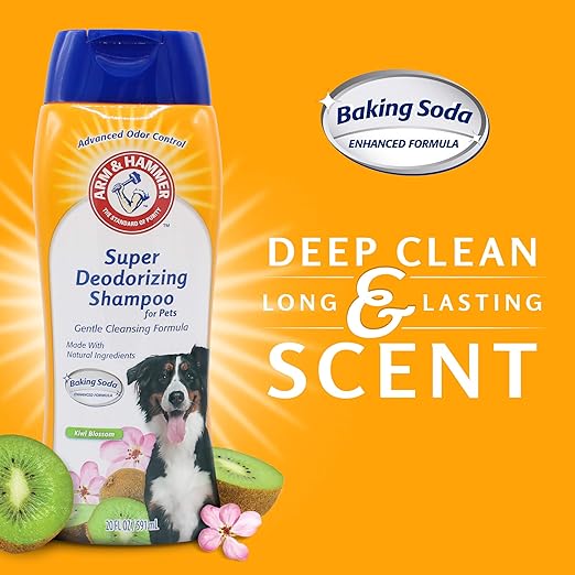 Arm & Hammer for Pets Super Deodorizing Shampoo for Dogs | Best Odor Eliminating Dog Shampoo | Great for All Dogs & Puppies, Fresh Kiwi Blossom Scent, 20 Fl Oz (Pack of 2)