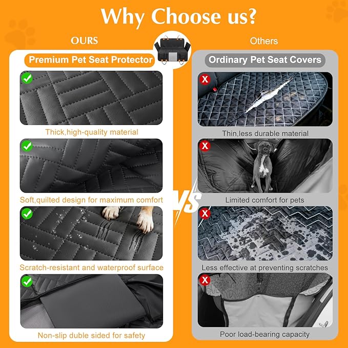 Dog Truck Seat Cover for Back Seat,Hard Bottom Dog Hammock for Car, Pet Bed Extender for 2-4 Large Dogs with Waterproof Fabric,Holds 420 lbs Pet Hammock for Crew Cab Truck/SUV(Black,XL Size)