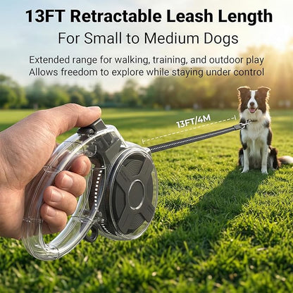 Retractable Dog Leash for Small Dogs, 13ft Reflective Retractable Leash with 360° Tangle-Free Design, Heavy Duty Nylon Tape Lead for Small to Medium Pets up to 50 lbs One-Handed Brake & Lock