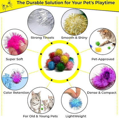 Meric CoCoo 20-Pack Cat Toy Sparkle Ball Jumbo Pack, Unleash Your Cat’s Inner Lion, No More Flabby Tummy, Get Your Kitty Fit Again with These Sparkly Balls, Ideal for Multi-Cat Homes, Bond Over Play