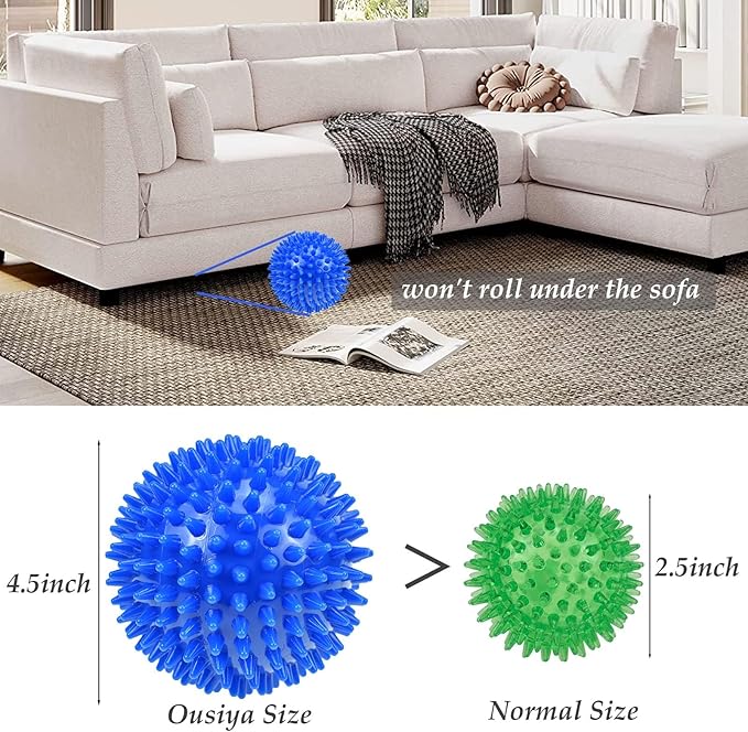 Dog Balls 4.5" Squeaky Dogs Ball for Large Spikey Dog Ball for Aggressive Chewers Heavy Duty Teething Medium Durable Dogs Balls (2 Pack)