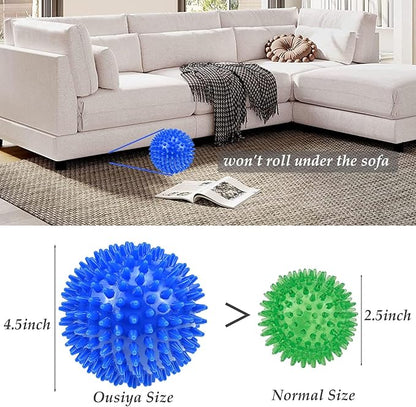 Dog Balls 4.5" Squeaky Dogs Ball for Large Spikey Dog Ball for Aggressive Chewers Heavy Duty Teething Medium Durable Dogs Balls (2 Pack)
