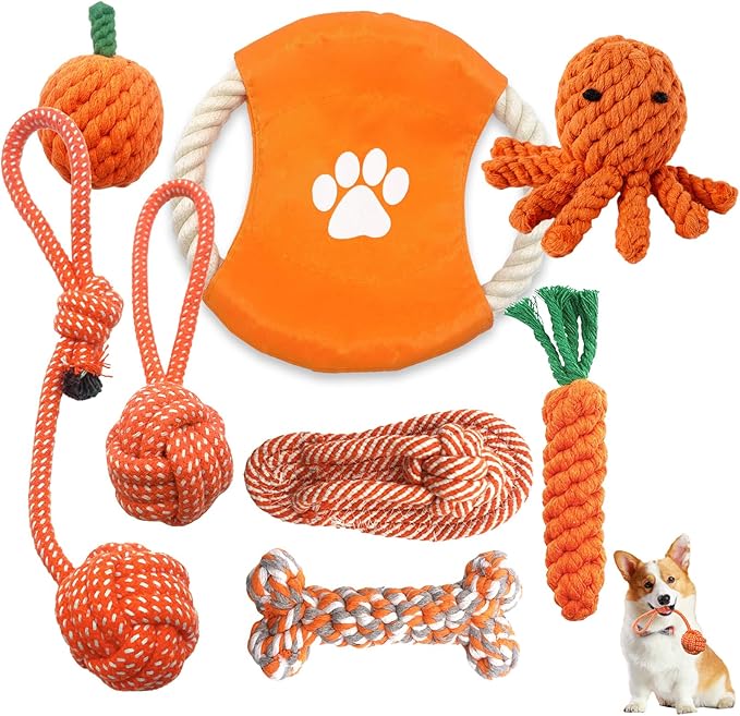 Dog Rope Toy, 8 Pack Cotton Rope Toys for Dogs, Puppy Chew Toys for Teething & Boredom Relief, Tug of War Dog Toy for Small Breed Puppies, Gifts for Dogs