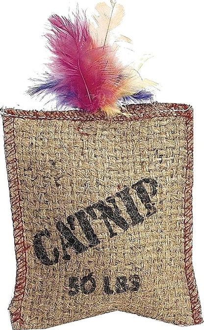 SPOT Jute and Feather Sack with Catnip Cat Toy, Blacks & Grays, 4 inch