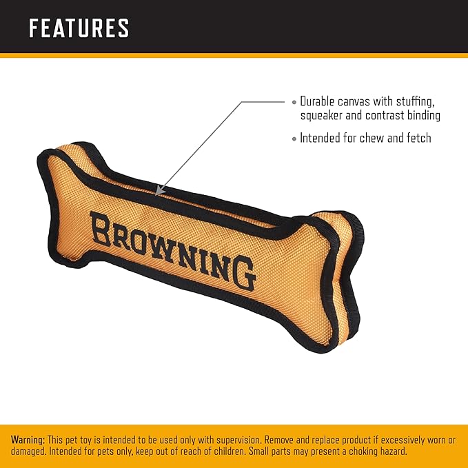 Browning Pet Training Tools, Durable Dog Toys for Tug and Fetch, Canvas Bone (Browning Gold), Small