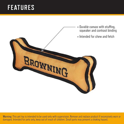 Browning Pet Training Tools, Durable Dog Toys for Tug and Fetch, Canvas Bone (Browning Gold), Small