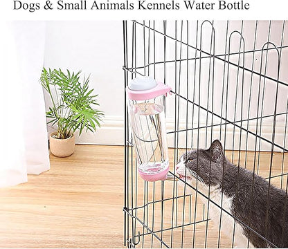 No-Drip 350ml Pet Water Bottle for Dogs & Small Animals (Rabbit/Hamster/Guinea Pig) - Adjustable Cage-Mounted Dispenser with Detachable Leak-Proof Design for Kennels/Crates, Grey