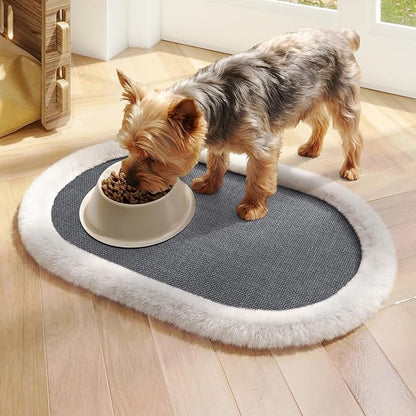 Pet Feeding Mat, Dog Food Mats Absorbent Pet Placemat for Food and Water Bowl with Non Slip Rubber Backing for Dog and Cat (12"x19", Gey)