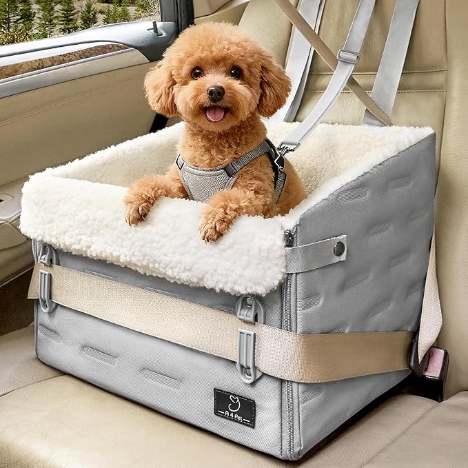Dog Car Seat for Small Dogs – Patented Safety Buckle, Booster Seat with Safety Leash, Travel Car Seats for Dogs Up to 35 lbs – Secure, Comfortable, Easy Install, Fits Cars/SUVs/Trucks