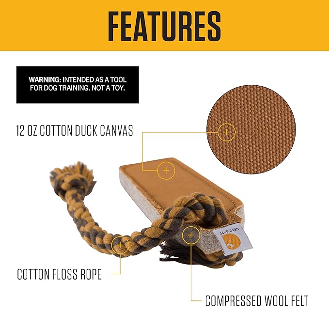 Carhartt Pet Training Tools, Durable Dog Tool for Tug and Fetch, Bumper Compressed Flet (Carhartt Brown)