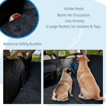 Soft-Brushed Back Seat Extender, Dog Car Seat Cover with Hard Bottom as a Hammock Bed for Pets Travel, Waterproof Nonslip Back Protector Fits for Cars & SUVs