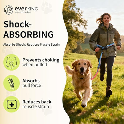 ‌EVERKING 6ft Hands-Free Dog Leash - 6-in-1 Adjustable with 360° Rotating Buckle, Night Reflective & Shock Absorbing for Large/Small Dogs (Up to 120lbs) (Dark Blue)