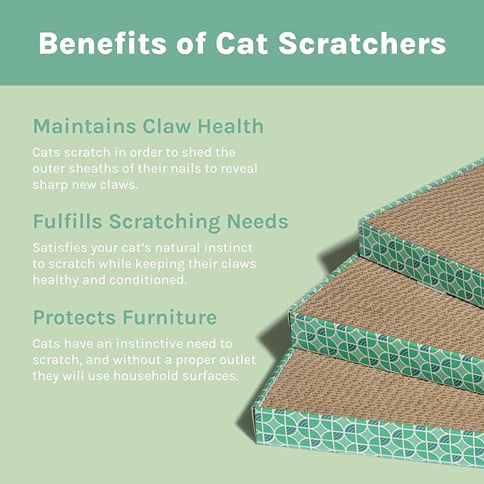 Kitty City Cat Scratcher Refill – 3-Pack Durable Corrugated Cardboard Scratch Pads with Catnip – Double-Sided for Longer Use, Cat Claw Maintenance & Furniture Protection - Size: 13.25" x 13.25"