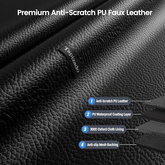Dog Car Seat Cover for Back Seat with PU Leather, Waterproof Backseat Pet Cover for Dogs, Rear Seat Protector for Dogs with Non-Slip Net, Universal Fit for Car, Truck and SUV, Black