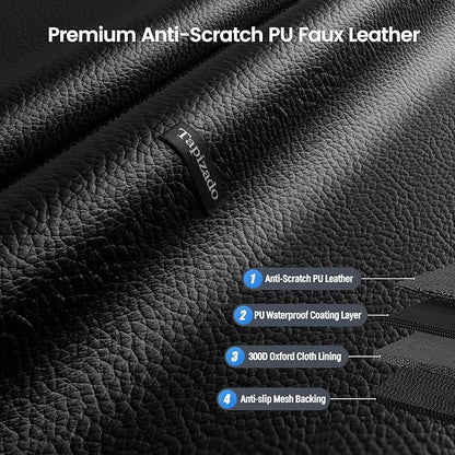 Dog Car Seat Cover for Back Seat with PU Leather, Waterproof Backseat Pet Cover for Dogs, Rear Seat Protector for Dogs with Non-Slip Net, Universal Fit for Car, Truck and SUV, Black