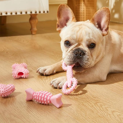 6 Pack Dog Chew Toys for Puppy Cute Blue Small Dog Toys Puppy Dog Toys for Teething Soft Durable Interactive Chew Toy for Small Dogs Light Pink