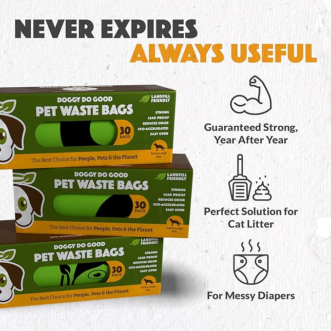 Doggy Do Good Poop Bags for Dogs (90 Ct), Easy Open Dog Poop Bags Single Roll, Certified Home Compostable