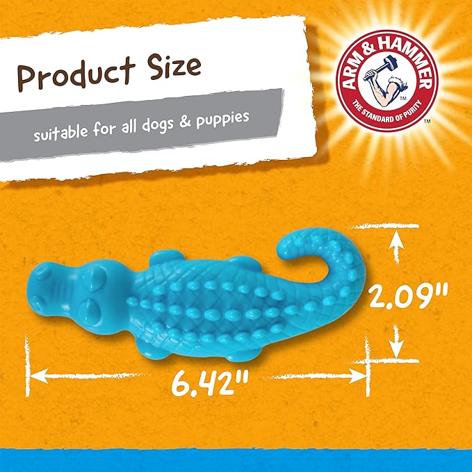 Arm & Hammer for Pets Nubbies Dental Toys Gator Dental Chew Toy for Dogs Best Dog Chew Toy for Moderate Chewers Reduces Plaque & Tartar Buildup Without Brushing, Gator (Pack of 1)