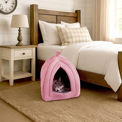 PETMAKER Indoor Cat House with Removable Foam Cushion for Cats, Kittens, Small Dogs & Small Pets, Plush Pet Bed Crate Tent Hideaway with Cozy Soft Interior, Small Animal Sleep & Rest Space