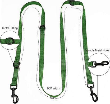 Multifunctional Hands Free, 6.5ft Nylon Adjustable Training Crossbody Dog Leash for Small/Medium/Walking Running Hiking Dog Leash (Green)
