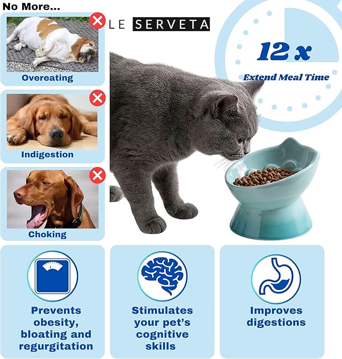 Macarons Series Ceramic Slow Feeder Cat Bowl, Raised Puzzle Feeder, Anti Vomiting Cat Slow Feeding, Elevated Food Bowl, Whisker Friendly Pet Bowl with Cute Ear Design (Gradient Pink)