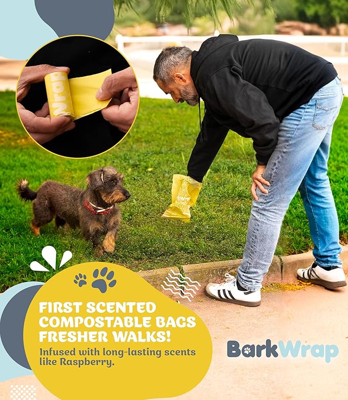 240 Biodegradable Dog Poop Bags Rolls Raspberry Scented Extra Thick Compostable Waste Doggie Pet Bulk Leak-Proof Bag - 100% Certified Home with Beautiful Colorful Design and Easy Open Compliant