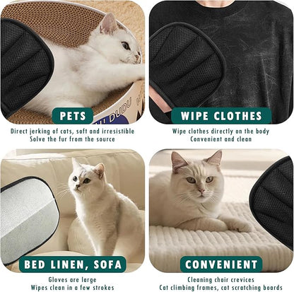 Aerbee Double-Sided Grooming Gloves for Pets, Static Removal Gloves for Dog Hair, Sueean Grooming Gloves for Cats, Reusable Pet Hair Remover Glove for Clothes Furniture Washing, Deshedding, Grooming