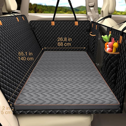 Lekereise Soft Dog Car Mat for Hard Bottom Seat Extender 55.1 x 26.8 inch- Waterproof Washable Dog Car Mat, Orthopedic Egg-Crate Foam Pet Bed, Fits Most Hard Bottom Dog Car Beds/SUVs/Trucks-Grey