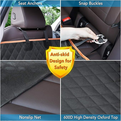 Dog Car Seat Cover Waterproof Non-Slip Hammock Back Seat Cover Heavy Duty Pet Seat Covers for Cars Trucks and SUVs