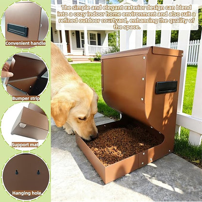 Galvanized Dog Feeders for Large Dogs, 15LBS Gravity Automatic Dog Feeder, Suitable for Indoor and Outdoor Use, Suitable for Medium Dogs,Cats,Poultry, and Pets