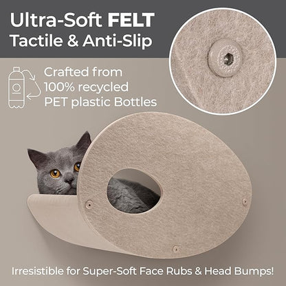 Accessory ADD-ON Set of 4 Facades Covers Compatible with Cat Wall Shelves by Pryde Pets - 100% Sustainable PET Felt - Climbers Sold Seperately - Cats Shelf Privacy and Safety Bumpers (Oatmeal)
