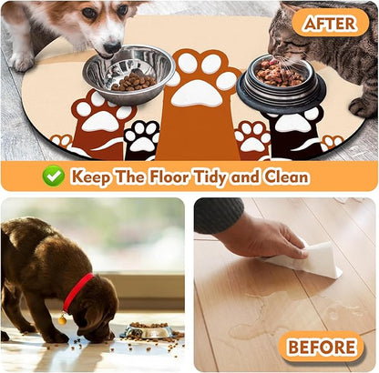 Cat Food Mat 24''x16'', Absorbent Cat Mats for Food and Water, Non-Slip Rubber Mat for Cats Bowls, Easy Store Pet Food Placemat, Mats for Under Cats Food Bowls, Fit with Kitchen, Living Room