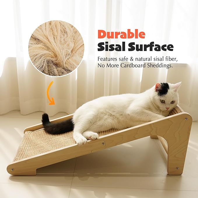 PETKARAY Sisal Cat Scratcher Ramp, L Shaped Scratching Post and Scratch Pad for Indoor Cats, Wall Furniture Protector(Large)