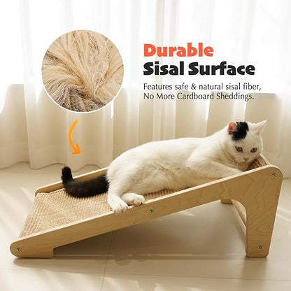 PETKARAY Sisal Cat Scratcher Ramp, L Shaped Scratching Post and Scratch Pad for Indoor Cats, Wall Furniture Protector(Large)