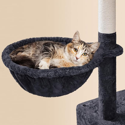 Yaheetech Multil-Level Cat Tree Cat House for Large Cats, 64.5in Cat Tower for Indoor Cats as Modern Activity Center with Scratching Posts & Platform & Perch & Hammock