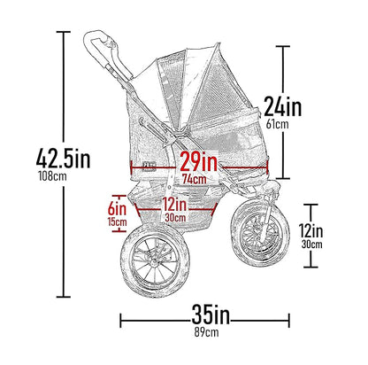 Pet Gear No-Zip Jogger Pet Stroller for Cats/Dogs, Zipperless Entry, Airless Tires, Easy One-Hand Fold, Cup Holder + Storage Basket, Salt- Extra Large