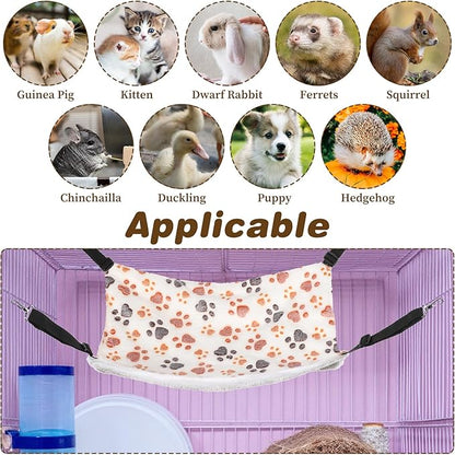 4 Pcs Cat Hammock for Cage Hanging Soft Pet Hammock Bed with Adjustable Straps and Metal Hooks Double Sided Hanging Bed for Large & Small Cats Ferret Puppy Rabbits