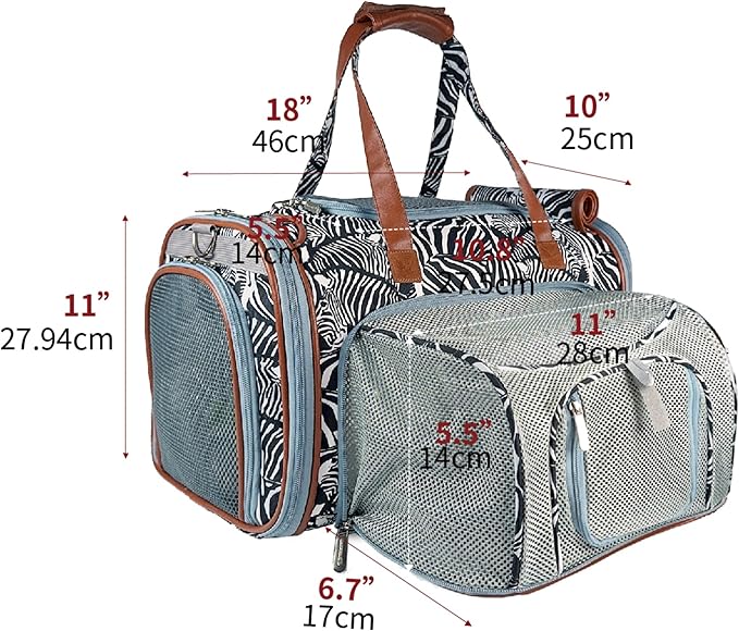 Mr. Peanut’s Gold Series Standard Size Expandable Pet Carrier (Zzzebra)